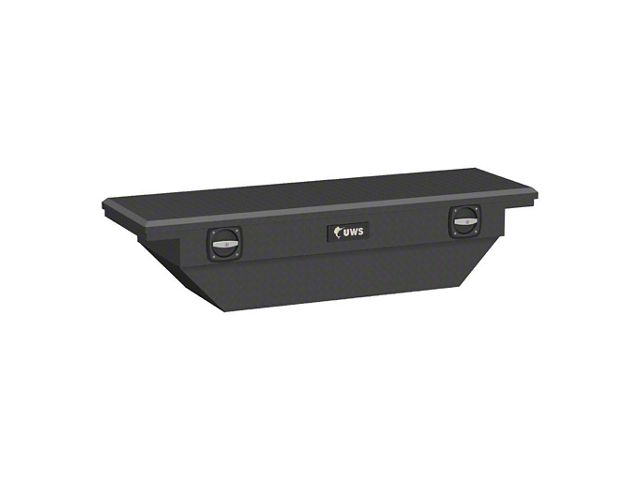 UWS 63-Inch Aluminum Low Profile Secure Lock Angled Tool Box; Matte Black (19-23 Tacoma Access Cab, Double Cab w/ 5-Foot Bed)