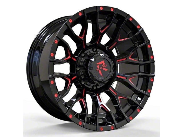 Revenge Off-Road Wheels RV-201 Black and Red Milled 5-Lug Wheel; 20x10; -19mm Offset (14-21 Tundra)