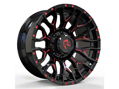 Revenge Off-Road Wheels RV-201 Black and Red Milled 5-Lug Wheel; 20x9; 0mm Offset (14-21 Tundra)