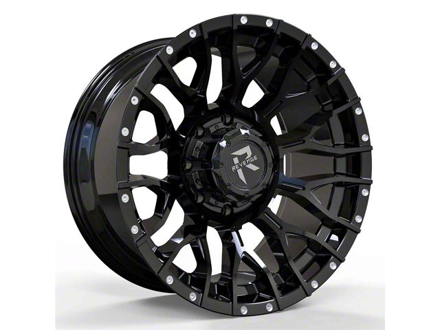 Revenge Off-Road Wheels RV-201 Gloss Black with Dots 5-Lug Wheel; 20x10; -19mm Offset (14-21 Tundra)