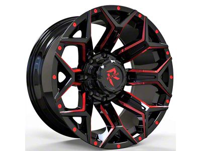 Revenge Off-Road Wheels RV-202 Black and Red Milled 5-Lug Wheel; 20x10; -19mm Offset (14-21 Tundra)