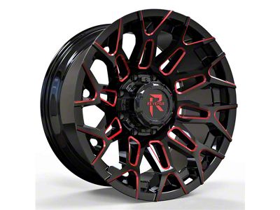 Revenge Off-Road Wheels RV-203 Black and Red Milled 5-Lug Wheel; 20x10; -19mm Offset (14-21 Tundra)