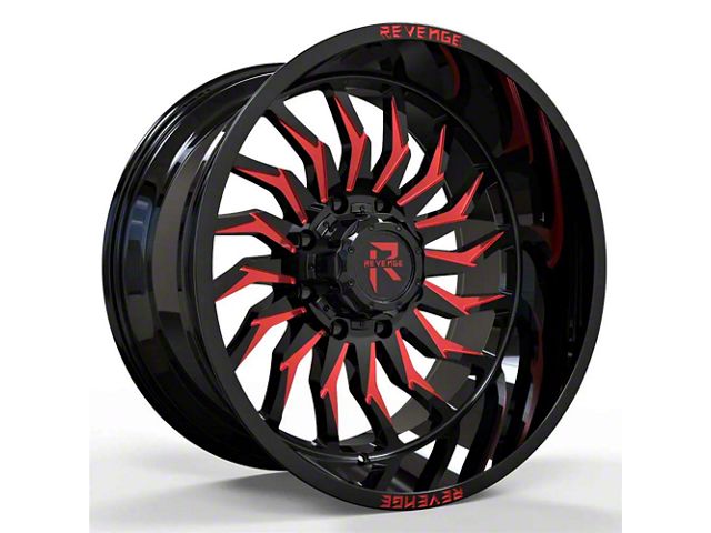 Revenge Off-Road Wheels RV-204 Black and Red Milled 5-Lug Wheel; 20x10; -19mm Offset (14-21 Tundra)