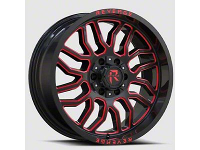 Revenge Off-Road Wheels RV-205 Black and Red Milled 5-Lug Wheel; 20x10; -19mm Offset (07-13 Tundra)