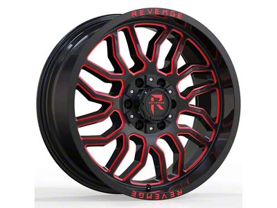 Revenge Off-Road Wheels RV-205 Black and Red Milled 5-Lug Wheel; 20x9; 12mm Offset (07-13 Tundra)