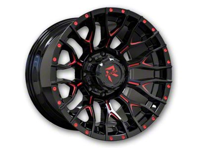 Revenge Off-Road Wheels RV-201 Black and Red Milled Wheel; 20x10 (20-24 Jeep Gladiator JT)