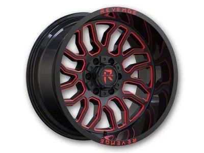 Revenge Off-Road Wheels RV-205 Black and Red Milled Wheel; 20x9 (20-24 Jeep Gladiator JT)