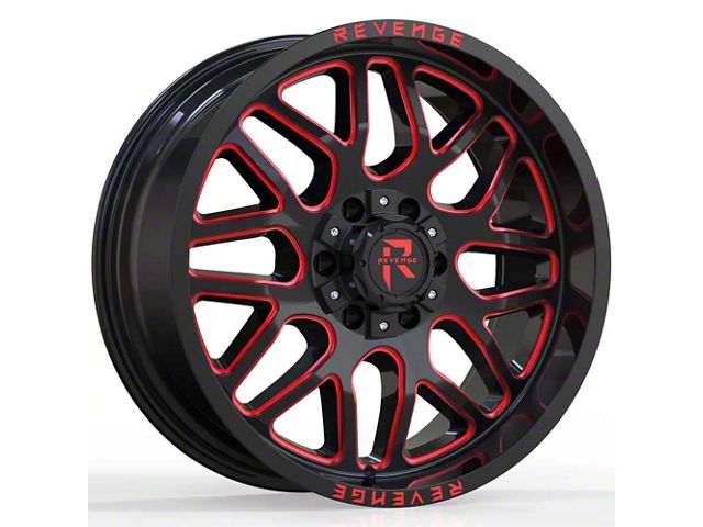 Revenge Off-Road Wheels RV-206 Black and Red Milled Wheel; 20x10 (20-24 Jeep Gladiator JT)
