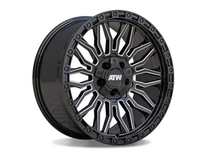 ATW Off-Road Wheels Nile Gloss Black with Milled Spokes Wheel; 20x10 (07-18 Jeep Wrangler JK)