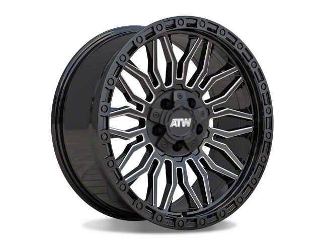 ATW Off-Road Wheels Nile Gloss Black with Milled Spokes Wheel; 20x10 (20-24 Jeep Gladiator JT)