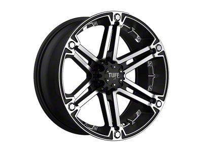 Tuff A.T. T01 Flat Black with Machined Face Wheel; 17x8 (97-06 Jeep Wrangler TJ)