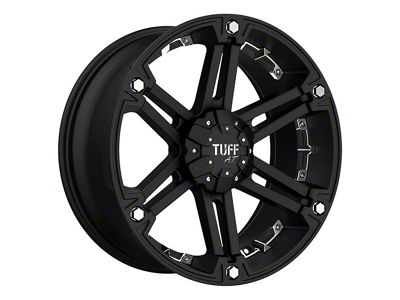 Tuff A.T. T01 Flat Black with Chrome Inserts Wheel; 17x8 (84-01 Jeep Cherokee XJ)