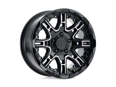 Level 8 Wheels Slingshot Gloss Black with Machined Face Wheel; 17x8.5 (87-95 Jeep Wrangler YJ)