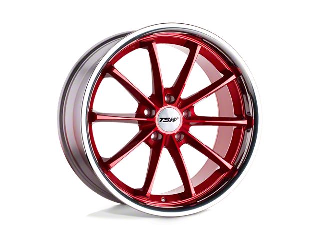 TSW Sweep Candy Red with Stainless Lip Wheel; 18x8.5 (87-95 Jeep Wrangler YJ)