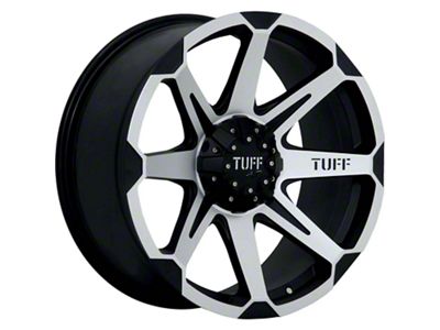 Tuff A.T. T05 Flat Black with Machined Face Wheel; 22x10 (87-95 Jeep Wrangler YJ)