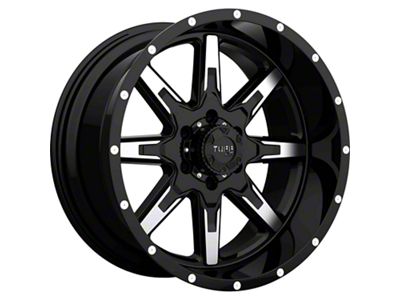 Tuff A.T. T15 Gloss Black with Milled Spokes Wheel; 22x10 (87-95 Jeep Wrangler YJ)