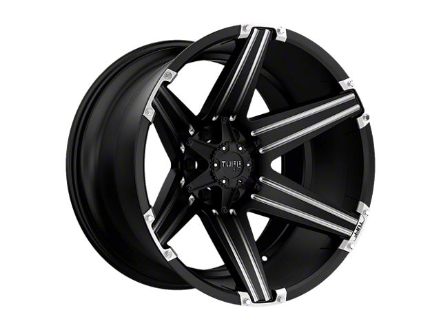 Tuff A.T. T12 Satin Black with Milled Spokes and Brushed Inserts Wheel; 26x12 (97-06 Jeep Wrangler TJ)