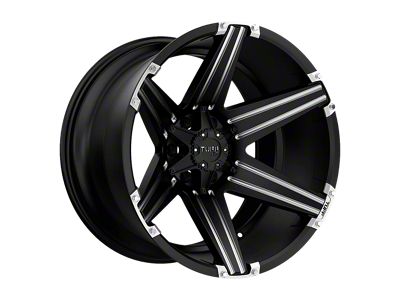 Tuff A.T. T12 Satin Black with Milled Spokes and Brushed Inserts Wheel; 26x12 (18-24 Jeep Wrangler JL)