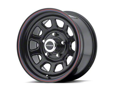American Racing AR767 Gloss Black Steel with Red and Blue Stripe Wheel; 15x10 (87-95 Jeep Wrangler YJ)
