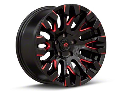 Fuel Wheels Quake Gloss Black Milled with Red Tint Wheel; 20x9 (87-95 Jeep Wrangler YJ)