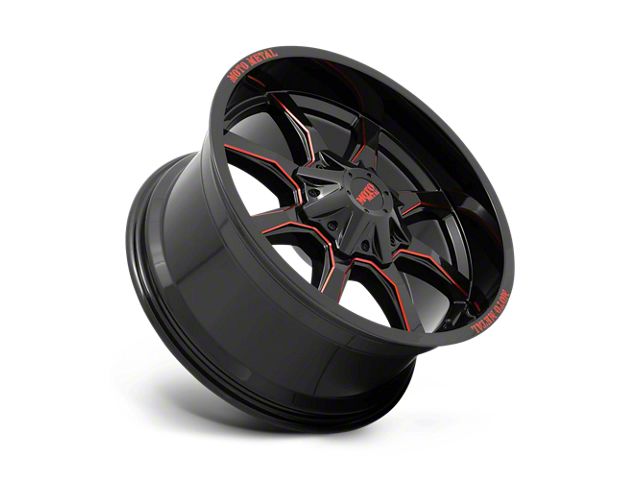Moto Metal MO970 Gloss Black Milled with Red Tint and Moto Metal On Lip Wheel; 20x10 (07-18 Jeep Wrangler JK)