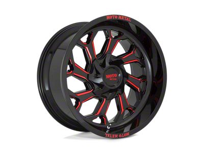 Moto Metal MO999 Gloss Black Milled with Red Tint Wheel; 20x10 (20-24 Jeep Gladiator JT)