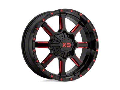 XD Mammoth Gloss Black Milled with Red Tint Wheel; 20x10 (20-24 Jeep Gladiator JT)