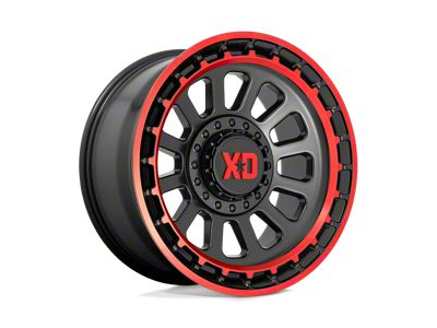 XD Omega Satin Black Machined Lip with Red Tint Wheel; 17x9 (18-24 Jeep Wrangler JL)