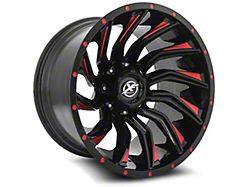 XF Offroad XF-224 Gloss Black and Red Milled 5-Lug Wheel; 20x9; 12mm Offset (94-01 RAM 1500)