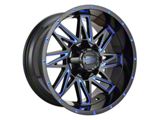 Impact Wheels 814 Gloss Black and Blue Milled Wheel; 17x9; -12mm Offset (18-26 Jeep Wrangler JL)