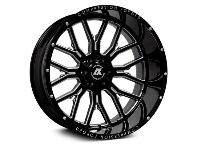 Axe Wheels AX6.0 Gloss Black Milled Wheel; 22x12; -44mm Offset (07-18 Jeep Wrangler JK)
