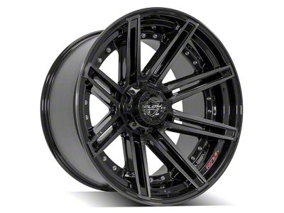 4Play 4P08 Gloss Black with Brushed Face Wheel; 22x12 (18-24 Jeep Wrangler JL)