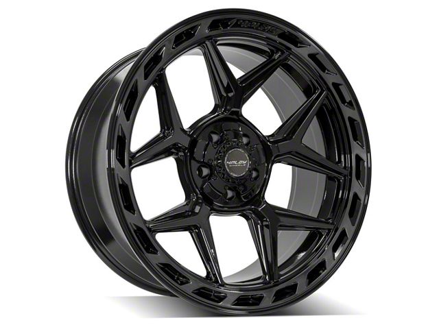 4Play 4P55 Gloss Black with Brushed Face Wheel; 22x10 (76-86 Jeep CJ7)