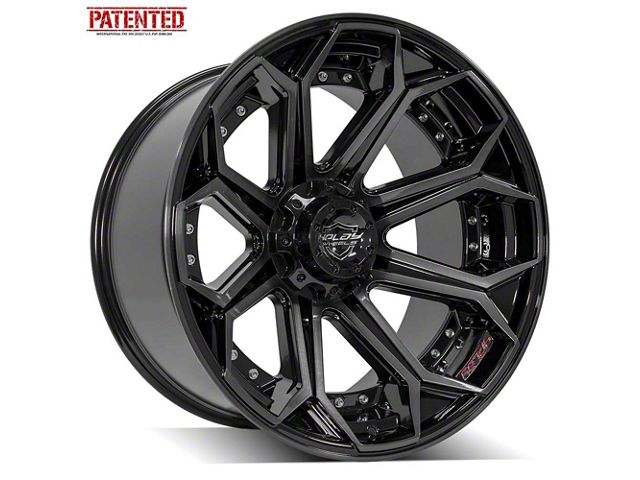 4Play 4P83 Gloss Black with Brushed Face Wheel; 22x12 (18-24 Jeep Wrangler JL)