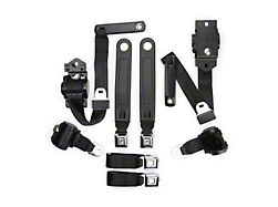 RetroBelt Complete Retractable Seat Belt Kit with Push Button Buckets; Black (74-81 Camaro)