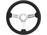 VSW S6 Sport Leather Series 14-Inch Steering Wheel with Brushed Spokes; Black (63-82 Corvette C2 & C3)