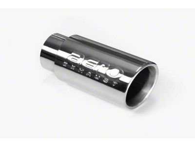 Aero Exhaust Angled Cut Rolled End Stainless Steel Round Exhaust Tip; 4-Inch; Polished (Fits 3-Inch Tailpipe)