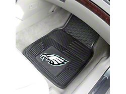 Vinyl Front Floor Mats with Philadelphia Eagles Logo; Black (Universal; Some Adaptation May Be Required)