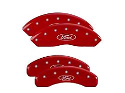 MGP Brake Caliper Covers with Ford Oval Logo; Red; Front and Rear (21-24 Bronco)