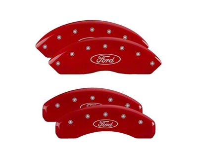 MGP Red Caliper Covers with Ford Oval Logo; Front and Rear (21-23 Bronco)