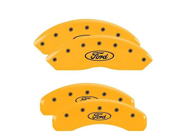 MGP Brake Caliper Covers with Ford Oval Logo; Yellow; Front and Rear (21-24 Bronco)