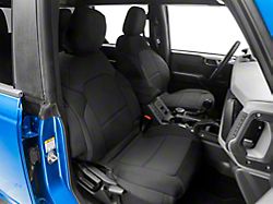 RedRock TruShield Series Neoprene Front and Rear Seat Covers; Black (21-23 Bronco w/o Rear Fold Down Cup Holder)