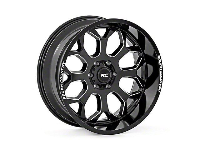 Rough Country One-Piece Series 96 Gloss Black Milled 6-Lug Wheel; 20x10; -25mm Offset (05-15 Tacoma)
