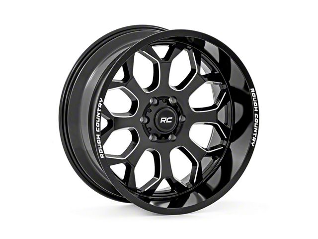 Rough Country 96 Series Gloss Black Milled 6-Lug Wheel; 20x10; -25mm Offset (16-23 Tacoma)