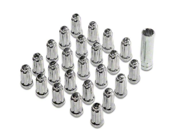 Chrome 6-Spline Lug Nut Kit; 12mm x 1.5; Set of 24 (21-24 Bronco, Excluding Raptor)