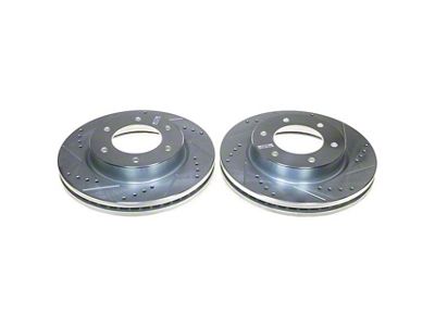 PowerStop Evolution Cross-Drilled and Slotted 6-Lug Rotors; Front Pair (21-24 Bronco, Excluding Raptor)
