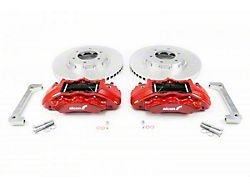 Alcon 6-Piston Front Big Brake Kit with 350x34mm Slotted Rotors; Red Calipers (19-22 Ranger)