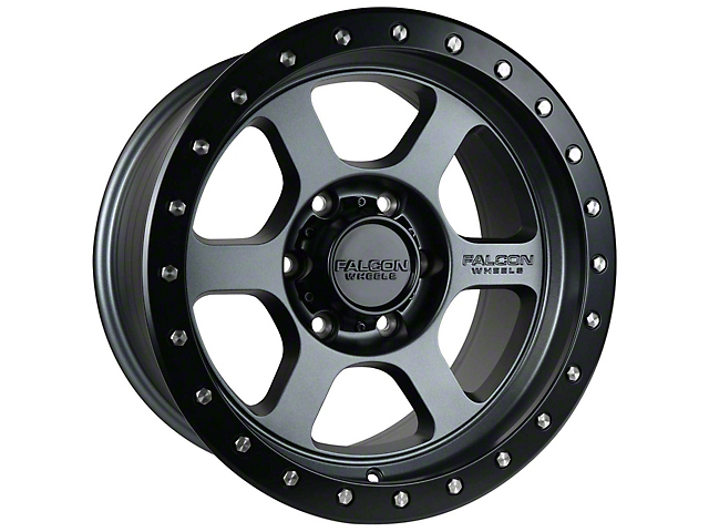 Falcon Wheels T1 Series Matte Gunmetal with Matte Black Ring 6-Lug Wheel; 17x9; 0mm Offset (10-23 4Runner)