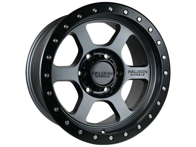 Falcon Wheels T1 Series Matte Gunmetal with Matte Black Ring 6-Lug Wheel; 17x9; 0mm Offset (05-15 Tacoma)