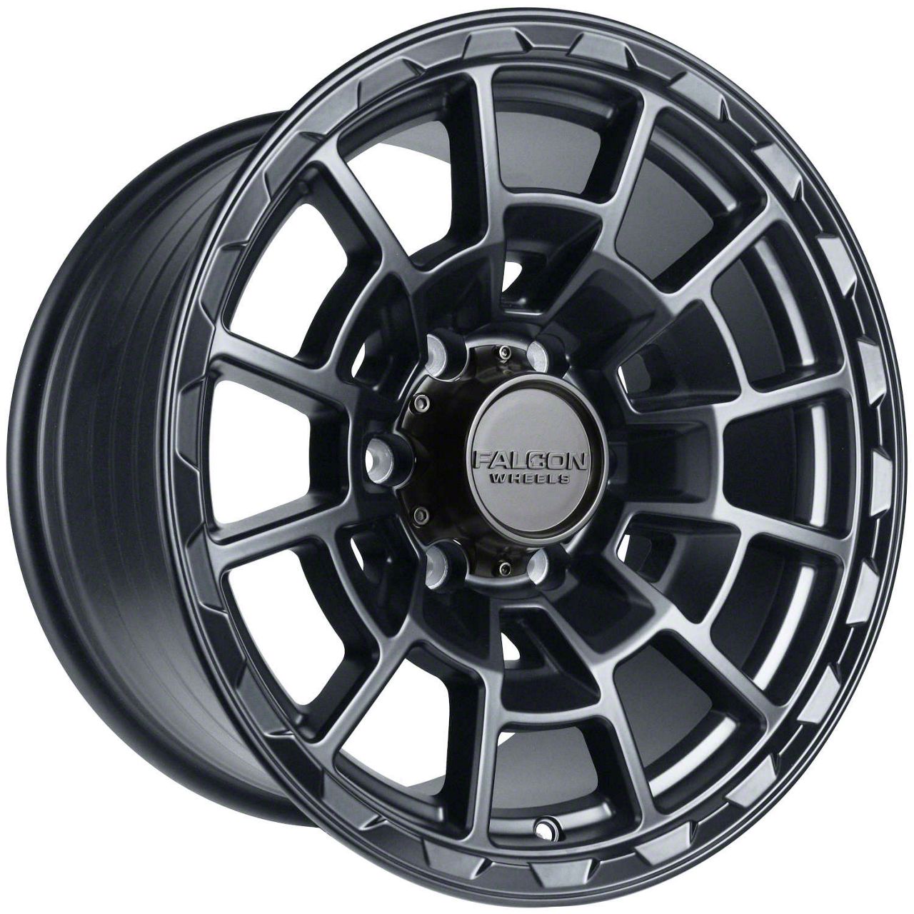 Falcon Wheels T4 Series Full Matte Gunmetal 6-Lug Wheel; 17x9; -12mm Offset (16-23 Tacoma)